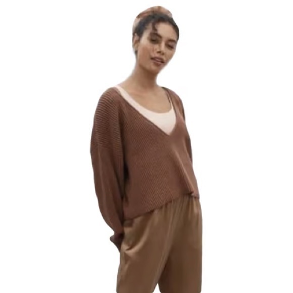 Lunya chestnut reversible oversized ribbed sweater sz medium m preloved - Picture 6 of 11